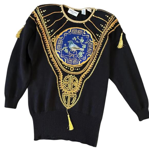 Bonnie Boerer 1987 Vintage Embroidered Bird Sweater – Size M - Picture 1 of 7